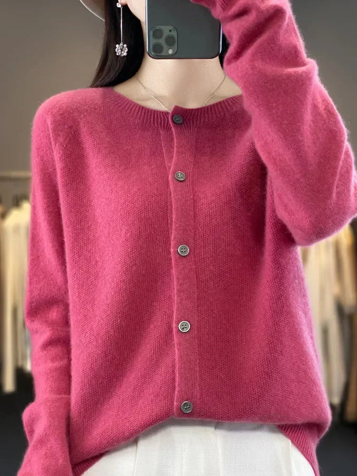 Ladies Soft Long Sleeve Button Cardigan