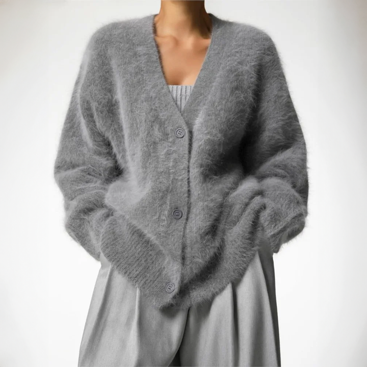 Ladies Fluffy Oversized Knitted Cardigan