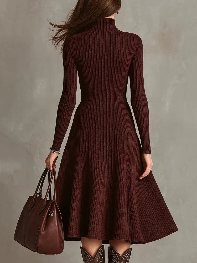 Leah | Women's Dress with Half-Zip and Ribbing