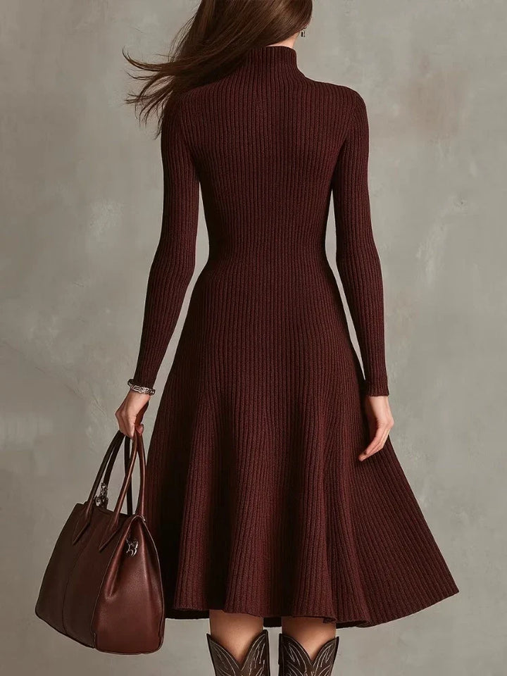 Leah | Women's Dress with Half-Zip and Ribbing