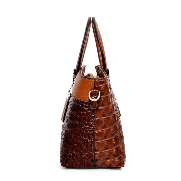The Adrienne Crocodile-Pressed Vintage Leather Bag