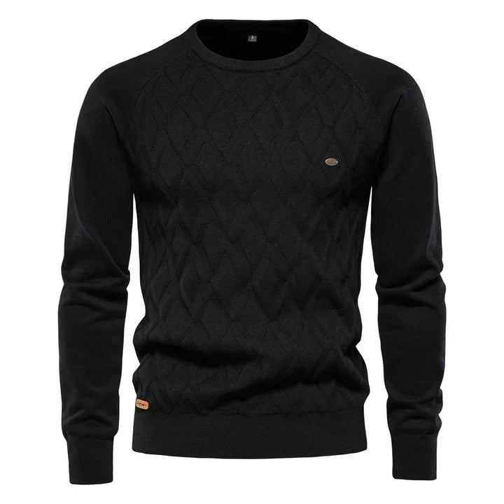 Men's Sweater with Round Neck and Textured Design