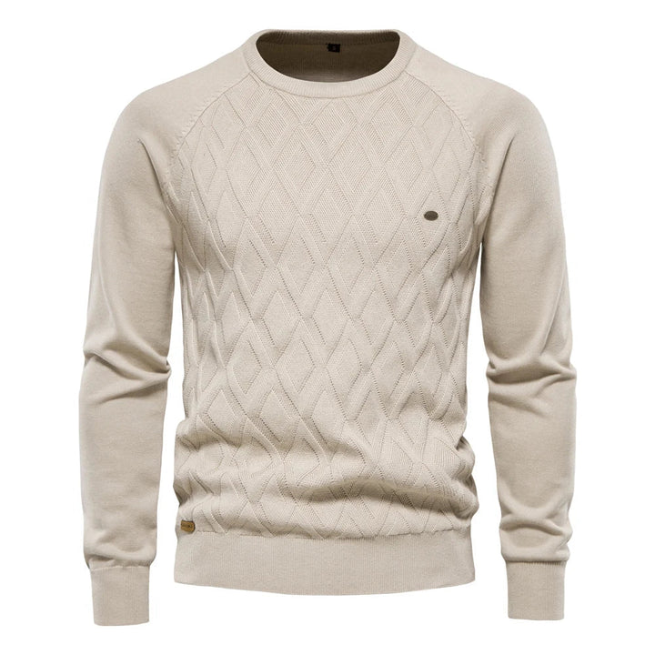 Men's Sweater with Round Neck and Textured Design