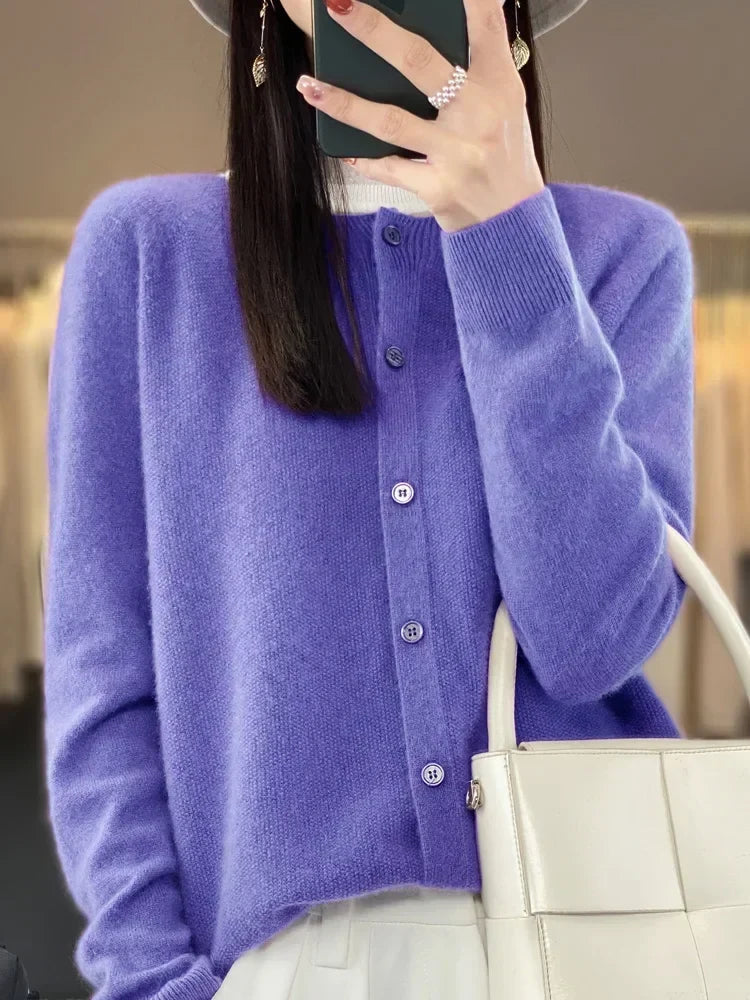 Ladies Soft Long Sleeve Button Cardigan