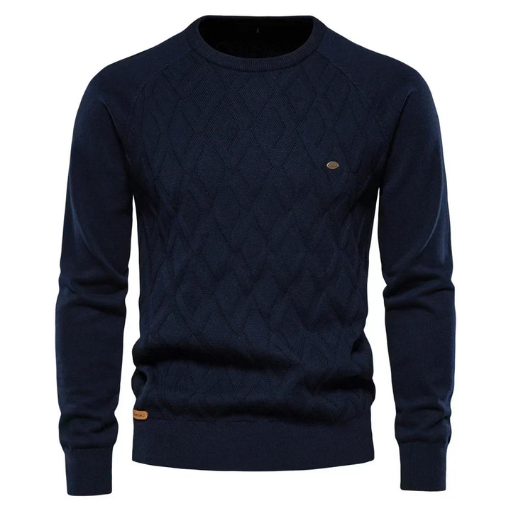 Men's Sweater with Round Neck and Textured Design