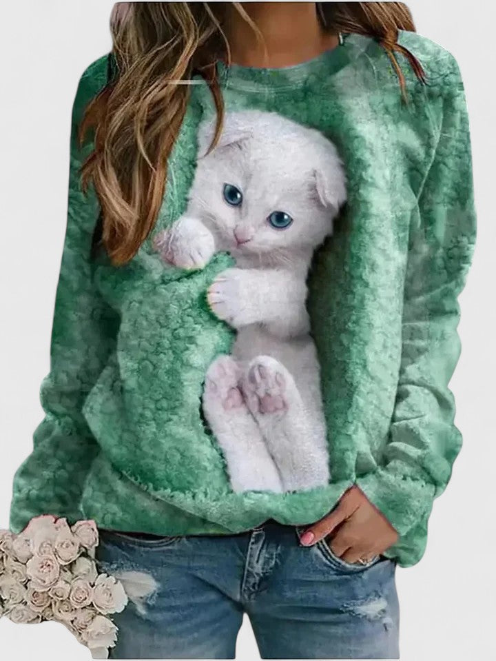 MAE – COZY CAT PRINT SWEATER