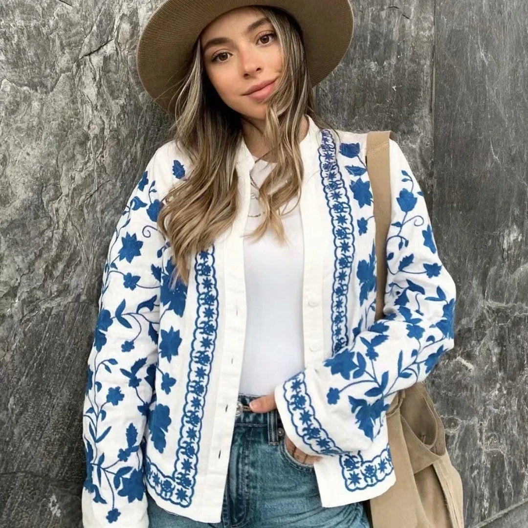 Boho Denim Bloom Cardigan