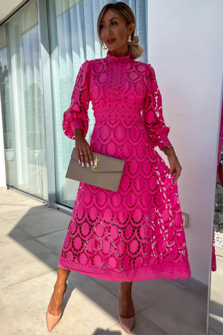 Luxurious Figure Shaping Lace Fabric Ornate Timeless Delicate Detailing Evening Dress