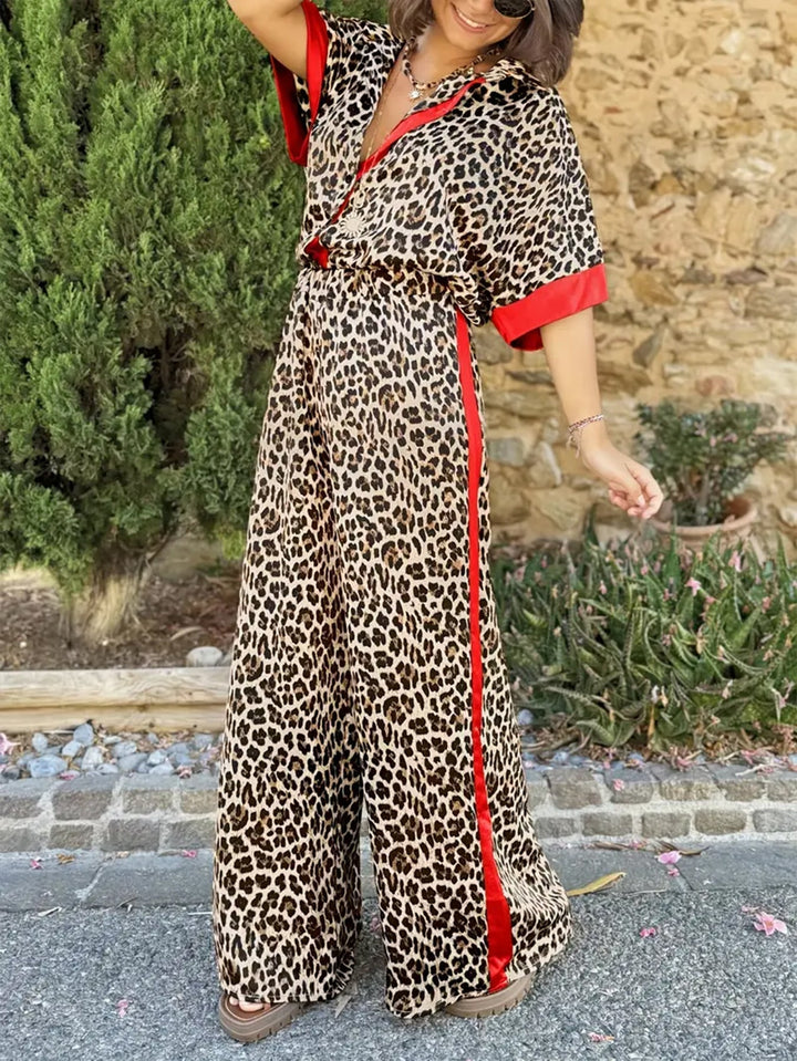 Kinsley | Wide Leg Pants with Fluid Design and Leopard Print