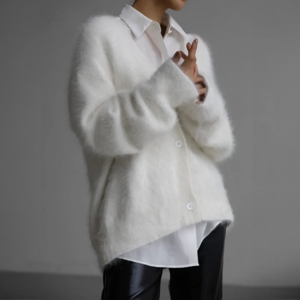Ladies Fluffy Oversized Knitted Cardigan