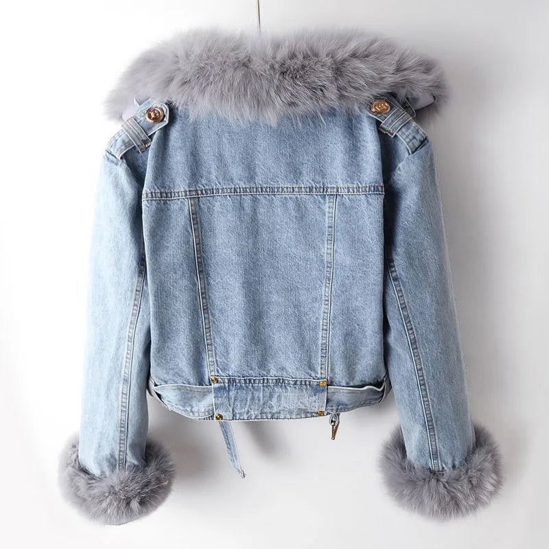 Margaux Luxe Padded Faux Fur Denim Jacket