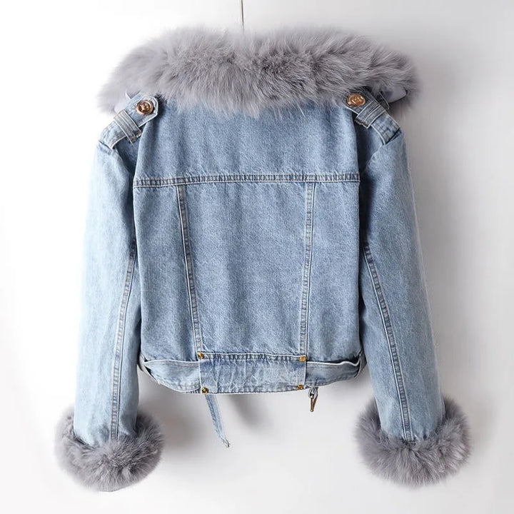Margaux Luxe Padded Faux Fur Denim Jacket
