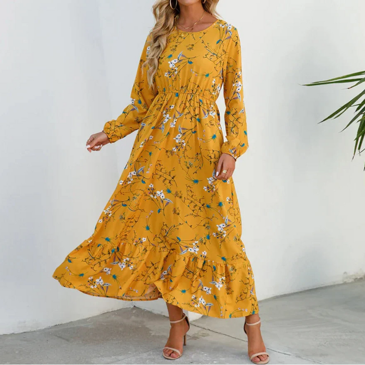 Timeless Elegant Exquisite Unforgettable Floral Print Flowing Silhouette Maxi Dress