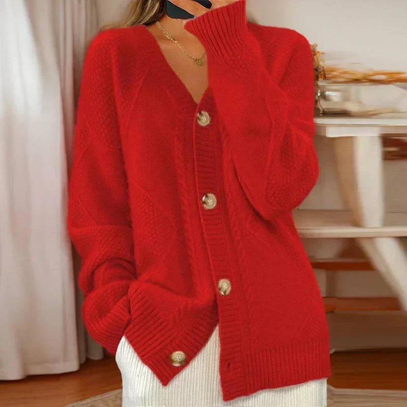 SOFIA – COZY CROCHET BUTTON CARDIGAN