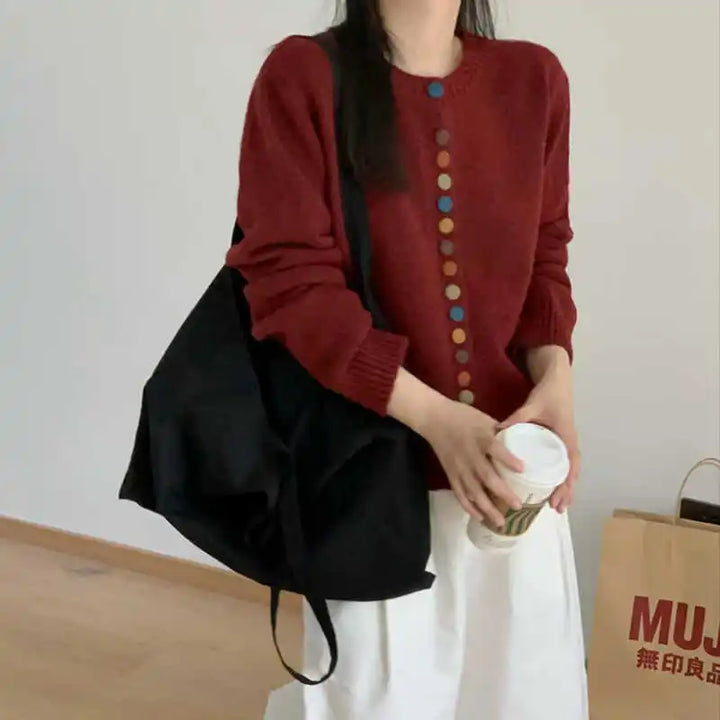 AUDREY – MULTICOLOR BUTTON KNIT COAT