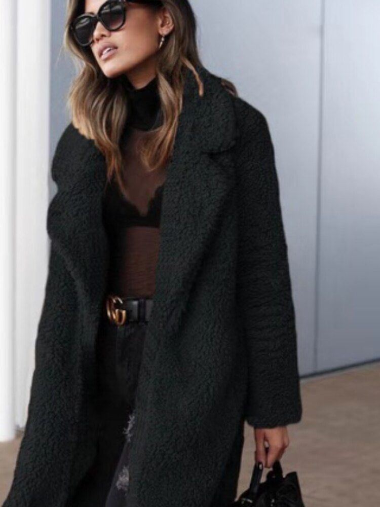 Ladies Teddy Fleece Long Coat