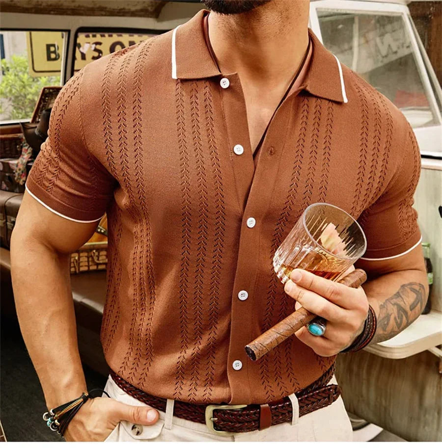 Carlo Marino Knop-Down Knitted Polo