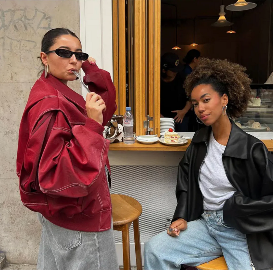 Women's Red Oversized Bomber Jacket