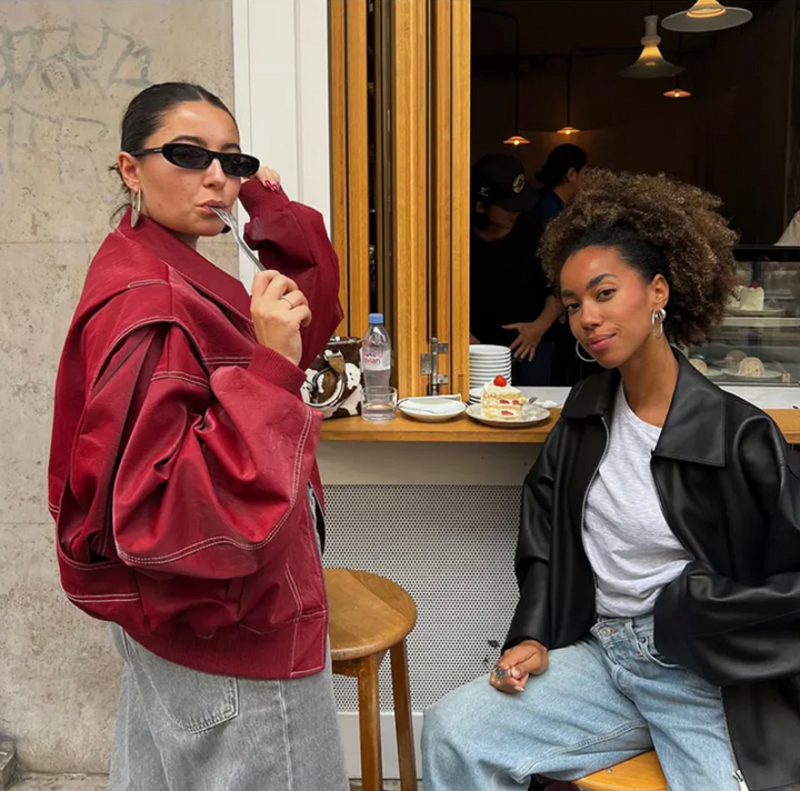 Women's Red Oversized Bomber Jacket