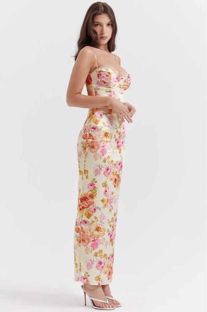 Romantic Spaghetti Strap Floral Print With Ultra Lightweight Flowing Silhouette Dress