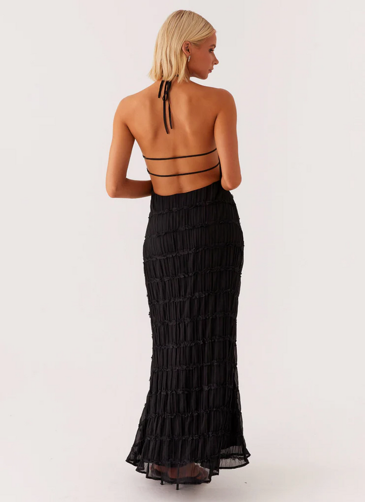 Luxurious Halter Premium Georgette Exquisitely Flowing For Upscale Occasions Maxi Dress