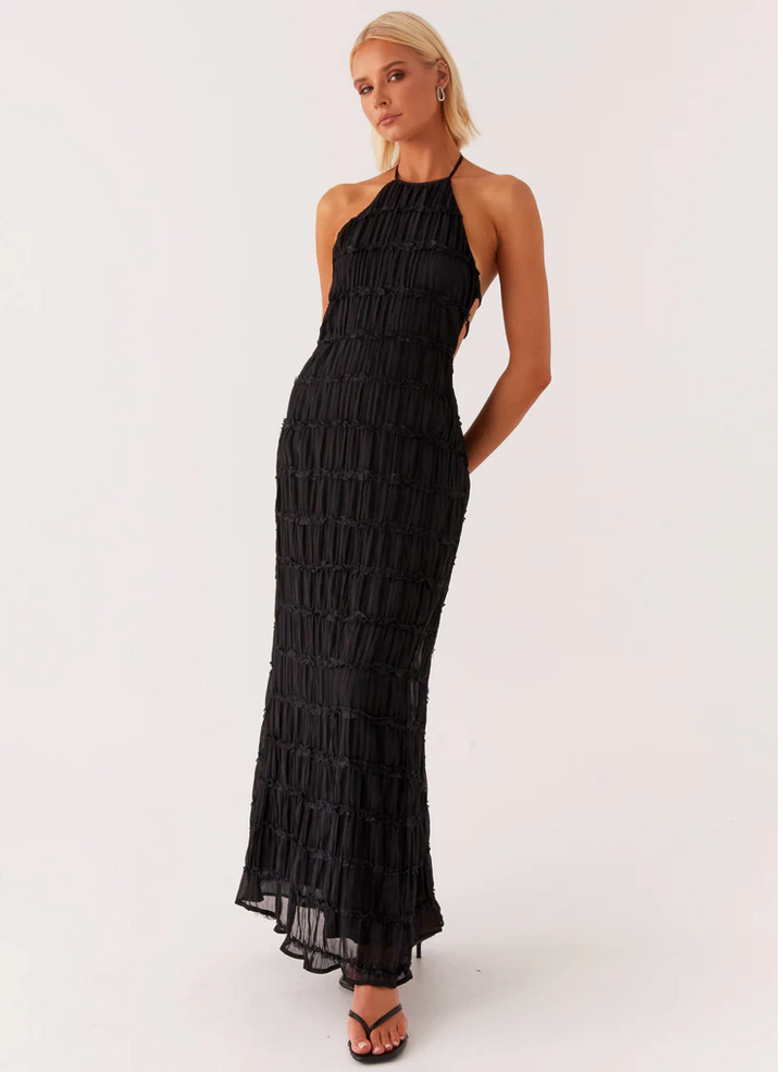 Luxurious Halter Premium Georgette Exquisitely Flowing For Upscale Occasions Maxi Dress