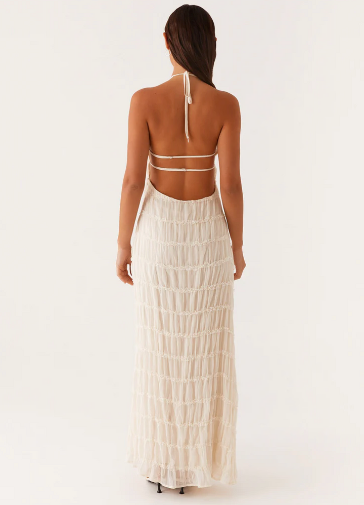 Luxurious Halter Premium Georgette Exquisitely Flowing For Upscale Occasions Maxi Dress