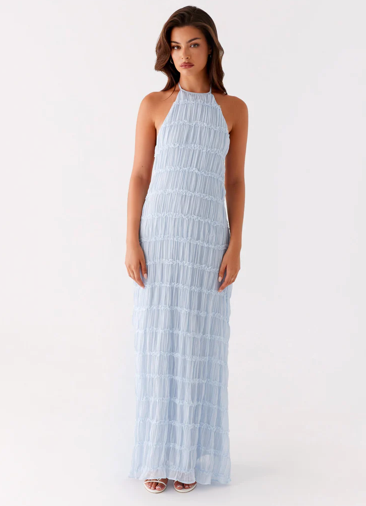 Luxurious Halter Premium Georgette Exquisitely Flowing For Upscale Occasions Maxi Dress