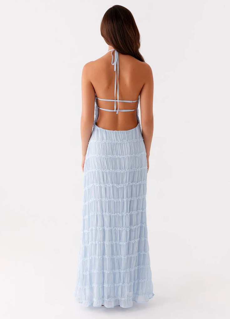 Luxurious Halter Premium Georgette Exquisitely Flowing For Upscale Occasions Maxi Dress