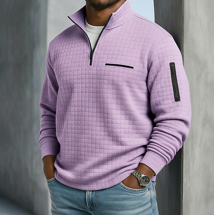 Men's Quarter-Zip Pullover Waffle Sweater