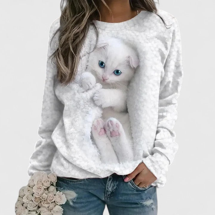 MAE – COZY CAT PRINT SWEATER