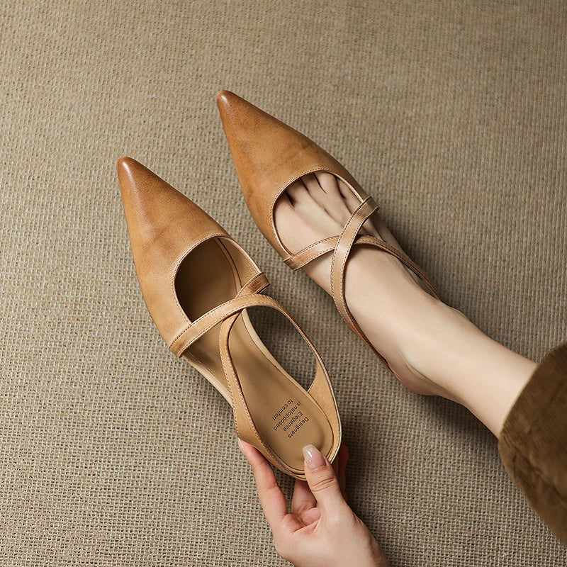 Margot Cross-Strap Leather Mule