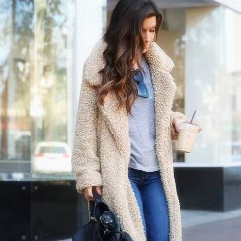 Ladies Teddy Fleece Long Coat