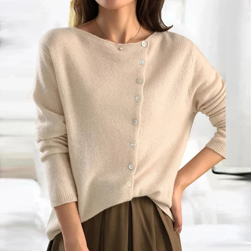 Ladies Soft Knit Button V-Neck Cardigan