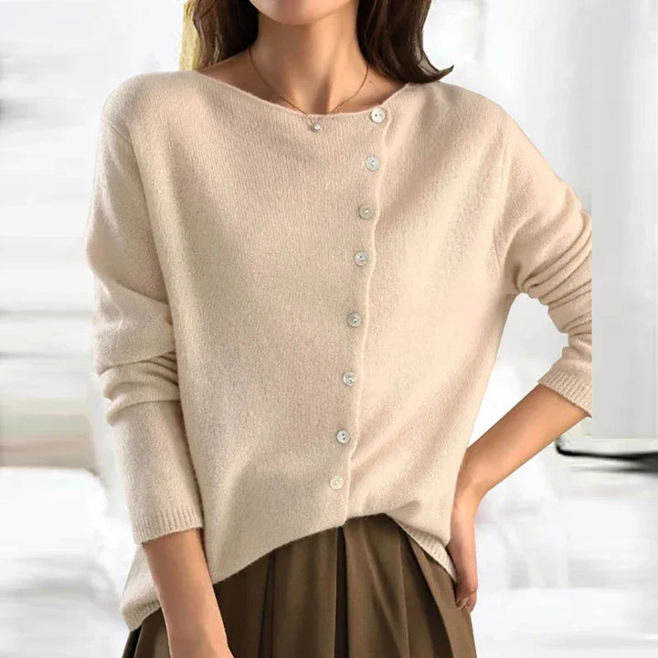 Ladies Soft Knit Button V-Neck Cardigan