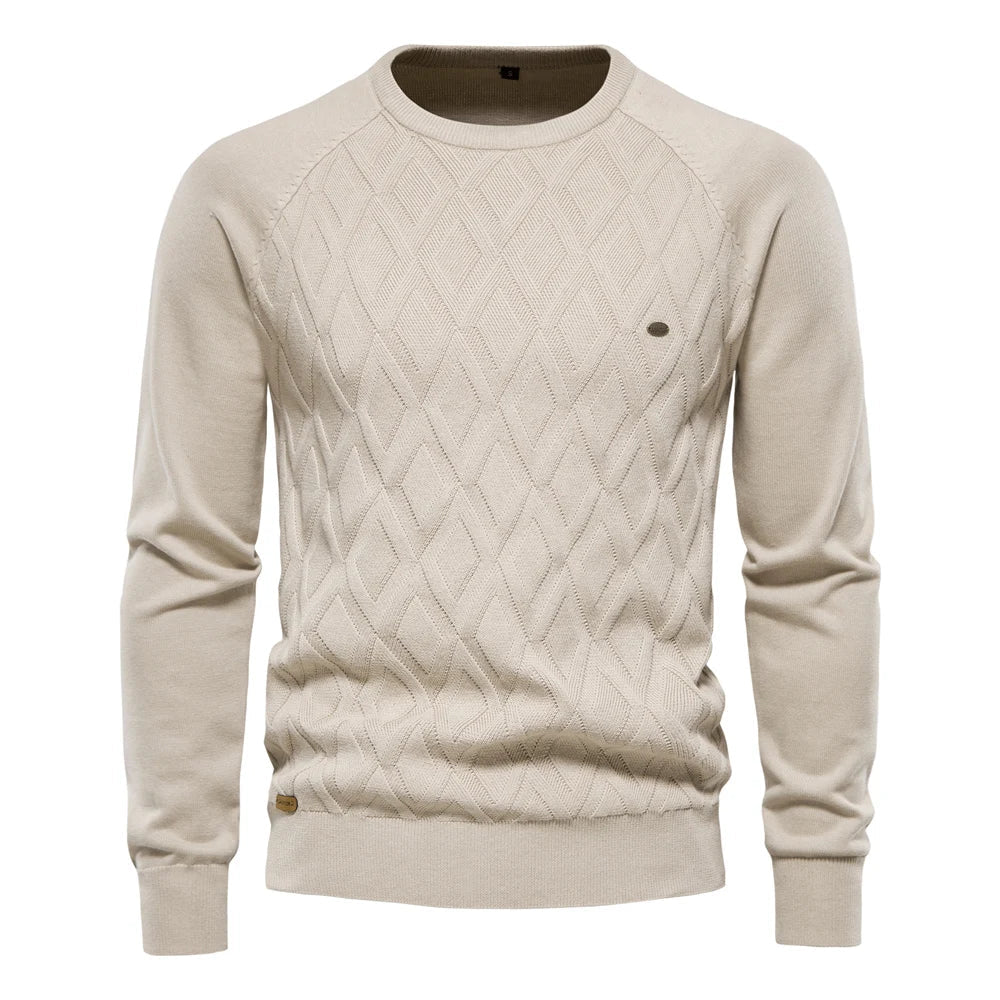 Men's Sweater with Round Neck and Textured Design