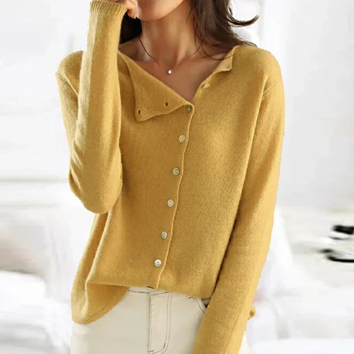 Ladies Soft Knit Button V-Neck Cardigan