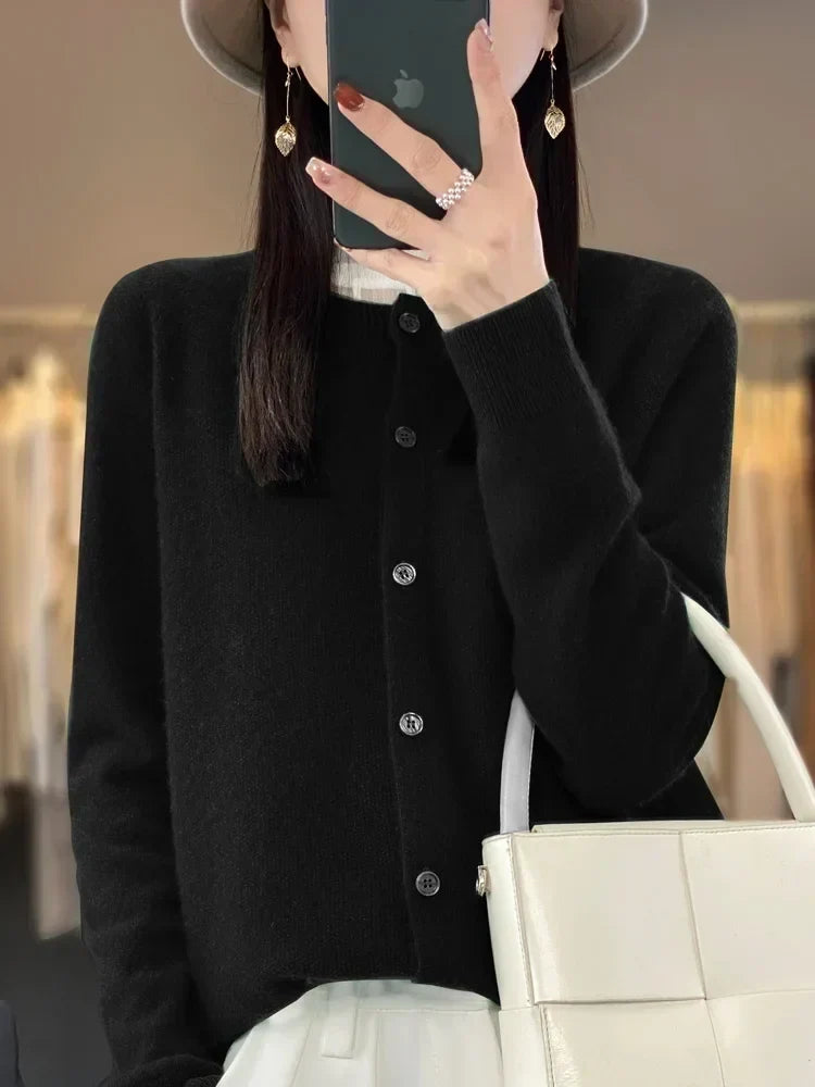 Ladies Soft Long Sleeve Button Cardigan