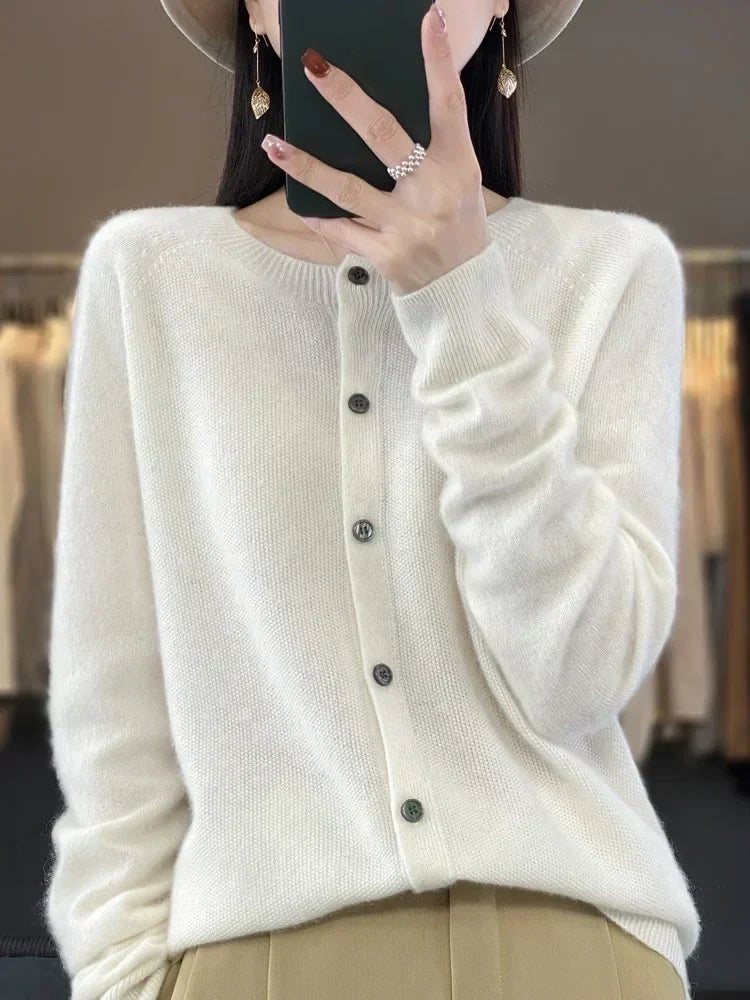 Ladies Soft Long Sleeve Button Cardigan