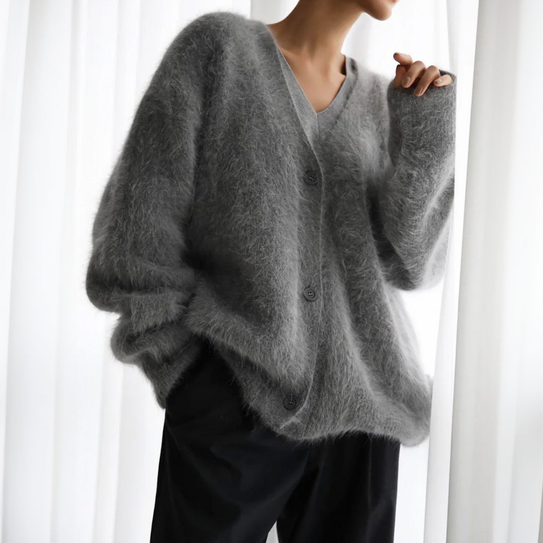 Ladies Fluffy Oversized Knitted Cardigan