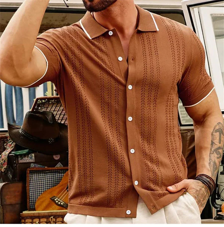 Carlo Marino Knop-Down Knitted Polo