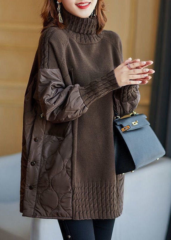Hailey - Simple Patchwork Sweater with Turtleneck