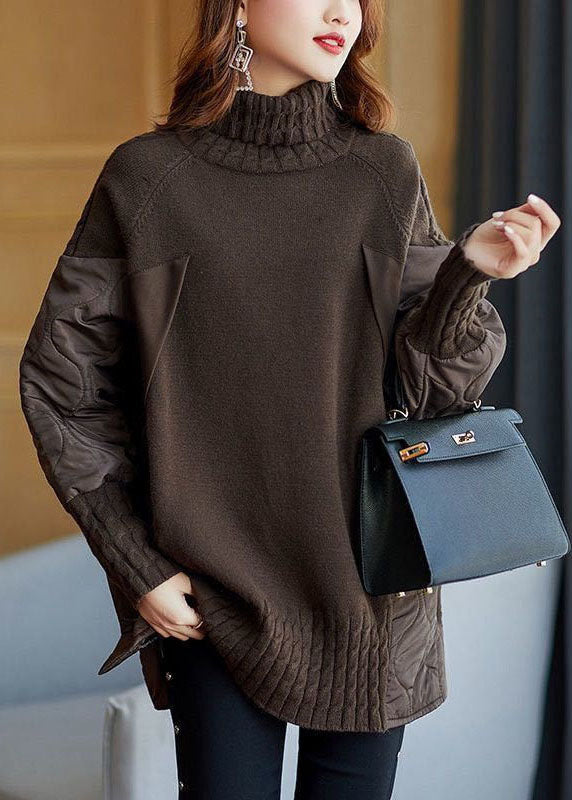 Hailey - Simple Patchwork Sweater with Turtleneck