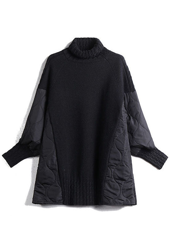 Hailey - Simple Patchwork Sweater with Turtleneck