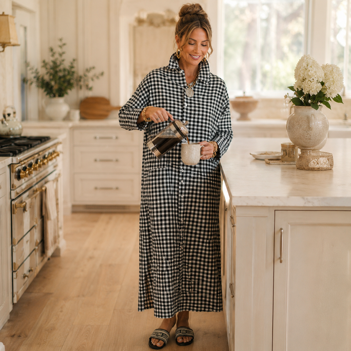 Paisley | Women's Shirt Dress with Checks and Pockets