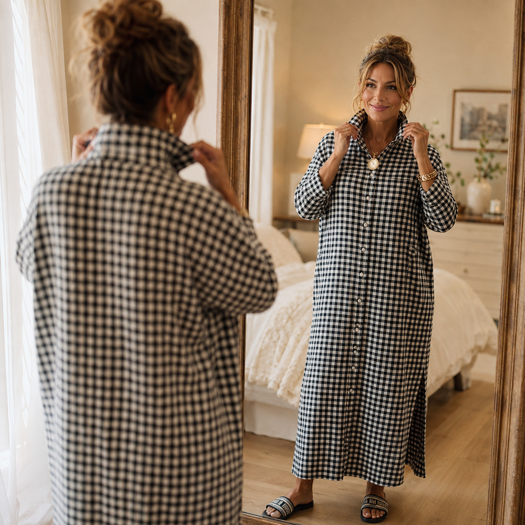 Paisley | Women's Shirt Dress with Checks and Pockets