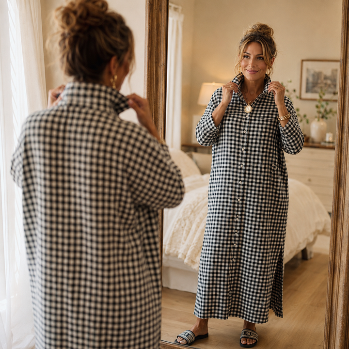 Paisley | Women's Shirt Dress with Checks and Pockets