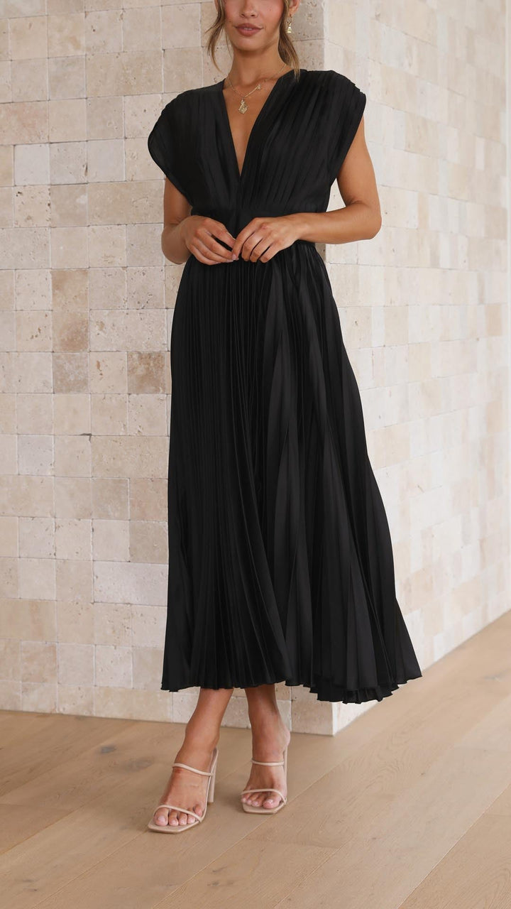 Luxuriously Unforgettable Glamorous Pleated Silk Charmeuse Floor Length Details Dress