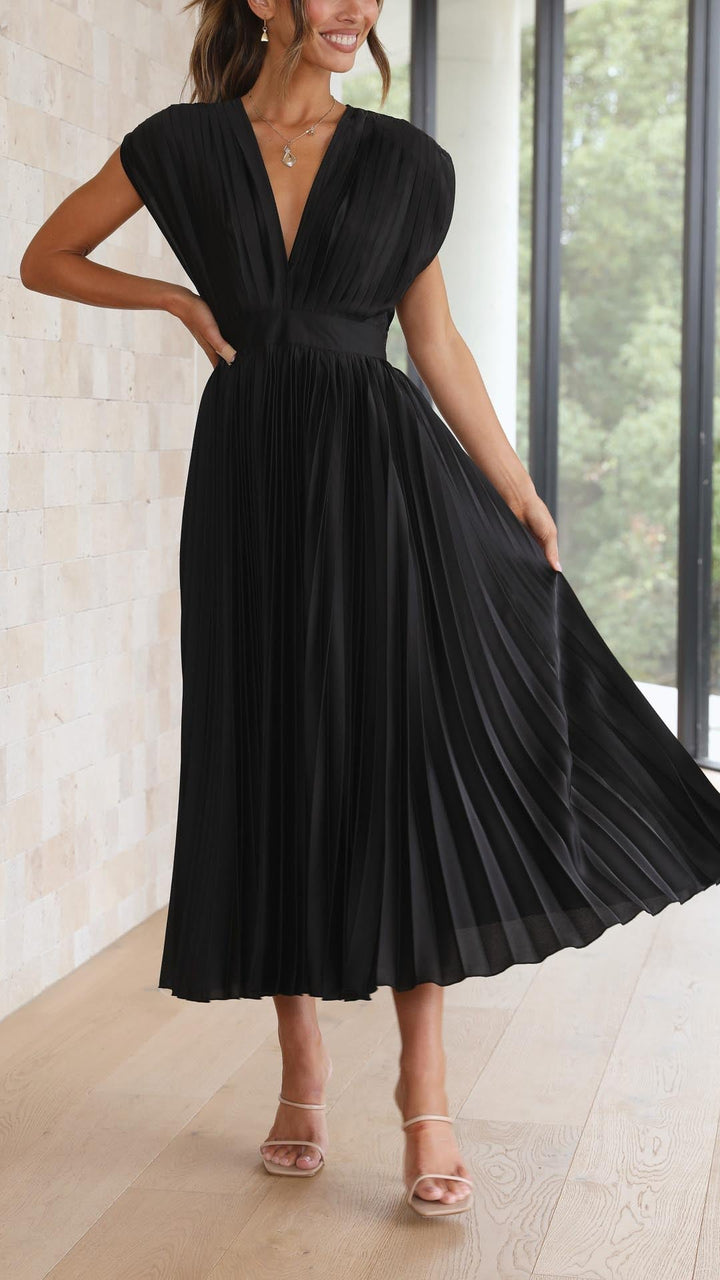 Luxuriously Unforgettable Glamorous Pleated Silk Charmeuse Floor Length Details Dress