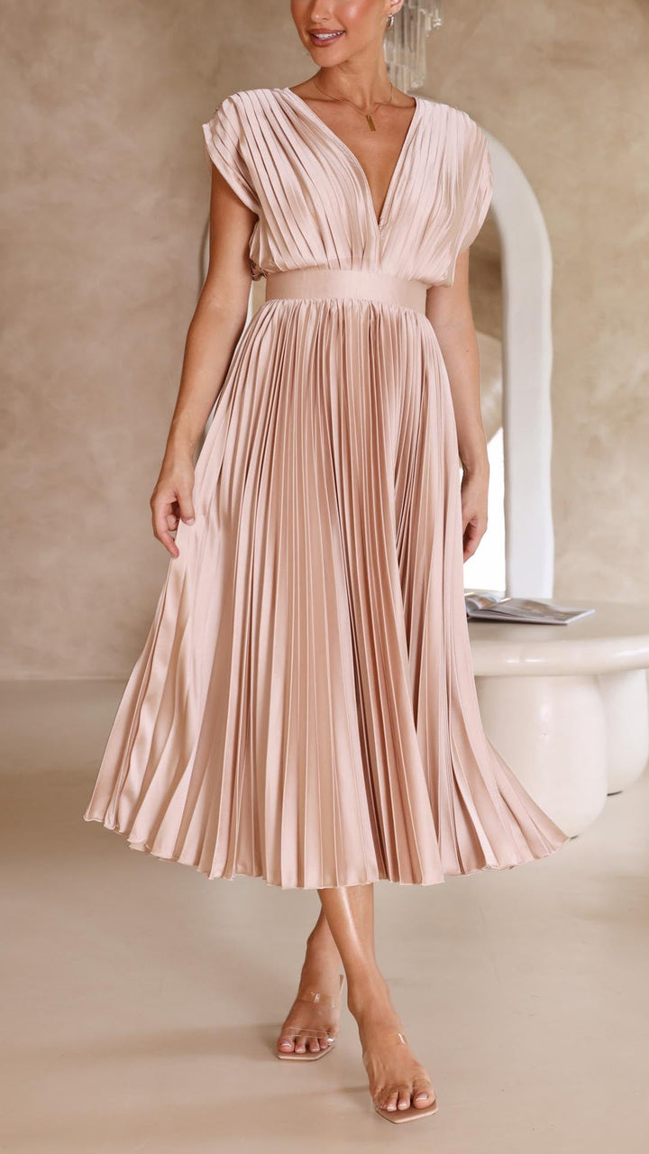 Luxuriously Unforgettable Glamorous Pleated Silk Charmeuse Floor Length Details Dress